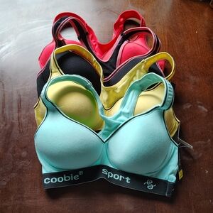 Coobie Sport Bras in Mint, Yellow, Black, and Rojo Bundle